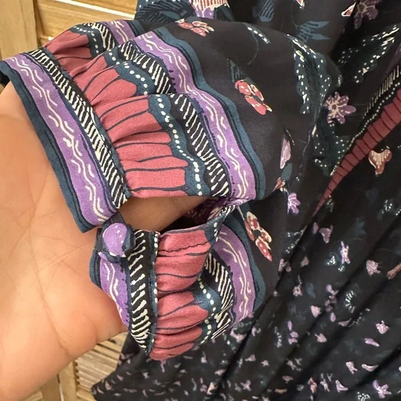 NATALIE MARTIN Fiore Maxi Dress in Lotus Print Black size L